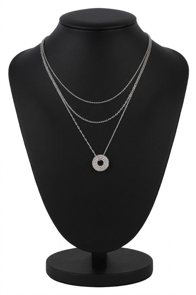 Jeweled Open Circle Pendant Necklace
