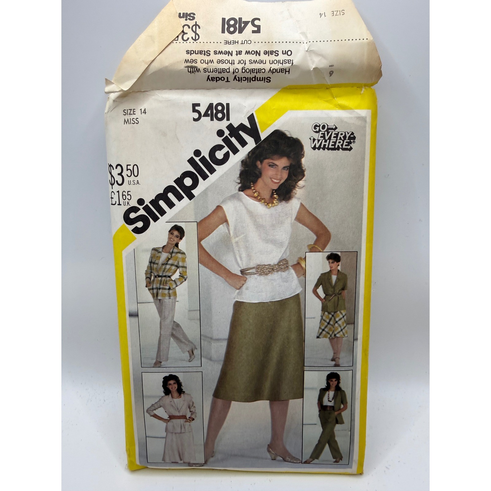 Vintage 1982 Simplicity 5481 Sewing Pattern Misses Jacket Pants Skirt Top Sz 14 Vintage 1982 Simplicity 5481 Sewing Pattern Misses Jacket Pants Skirt Top Sz 14