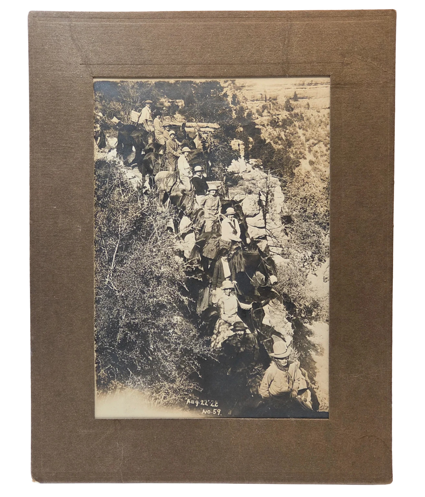 Vintage 1928 Kolb Brothers Grand Canyon Mule Trail Original Photo Paper Frame