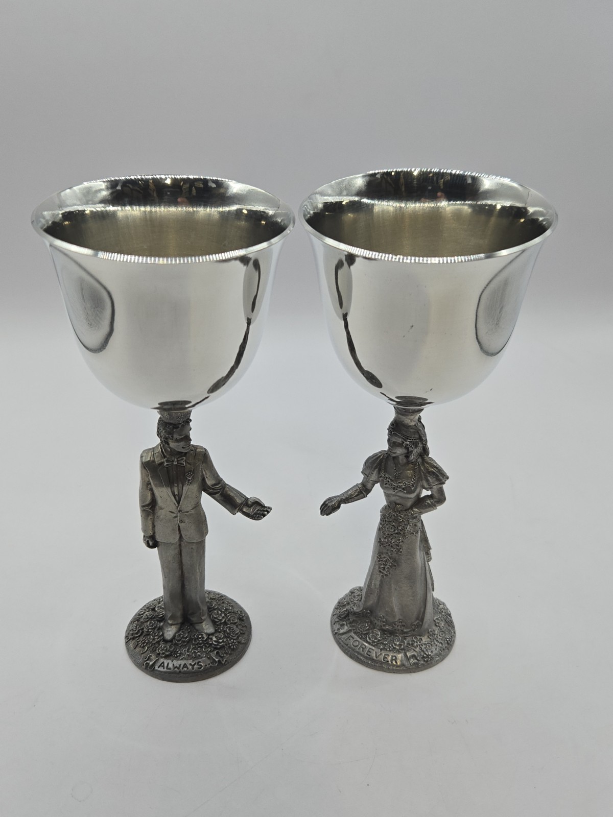 Vintage 1998 Gallo Pewter Goblets Bride 