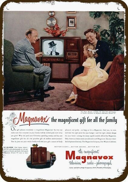 1951 MAGNAVOX TV Vintage Look REPLICA METAL SIGN - VENTRILOQUIST EDGAR BERGEN 1951 MAGNAVOX TV Vintage Look REPLICA METAL SIGN - VENTRILOQUIST EDGAR BERGEN