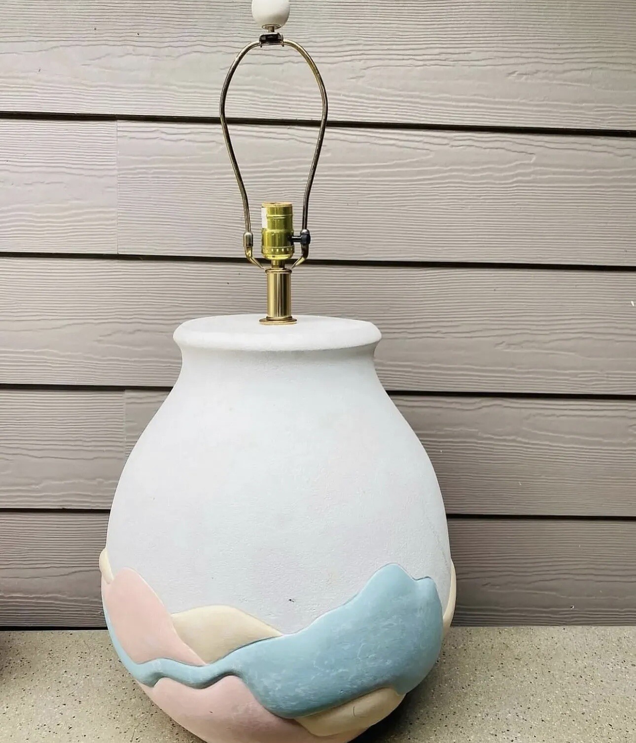 Vintage 1980s Postmodern Modern Pastel Plaster Table Lamp Signed LEE REYNOLDS