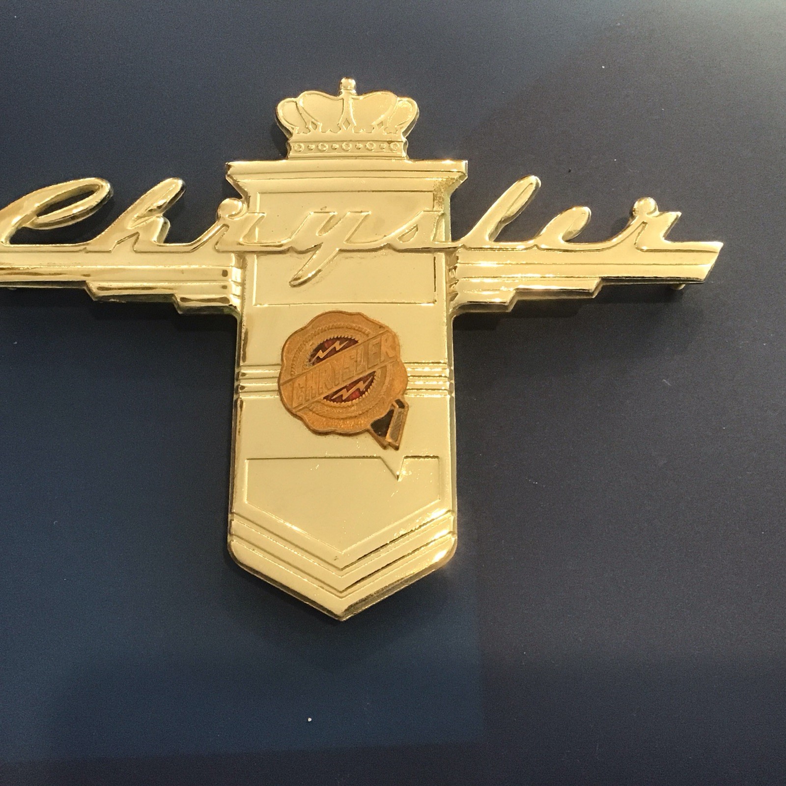 Original Vintage 1940’s Chrysler Logo Hood Emblem Grill Nameplate Badge