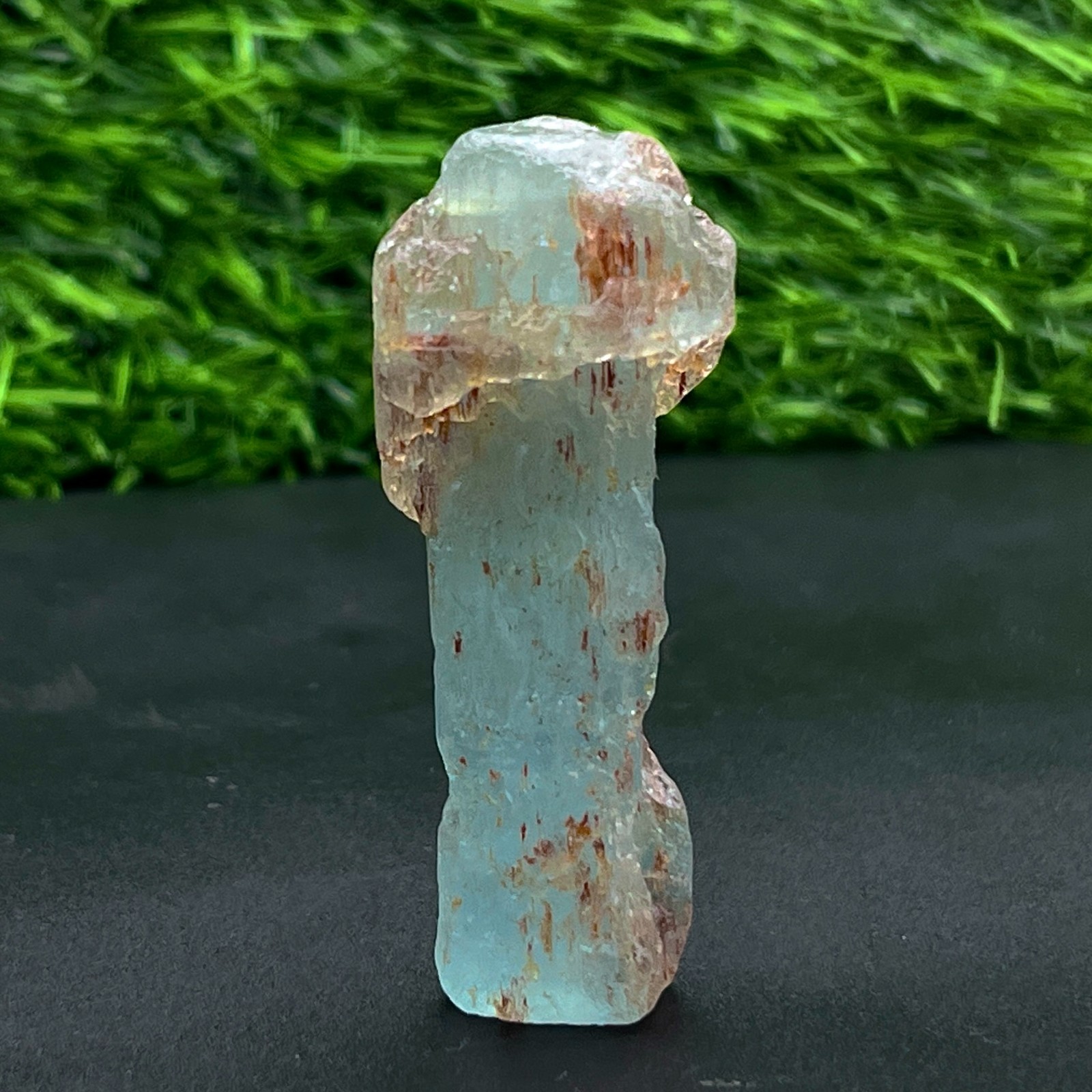 Rare Etched Blue Aquamarine Crystal – 112 Ct Raw Beryl Pencil Point