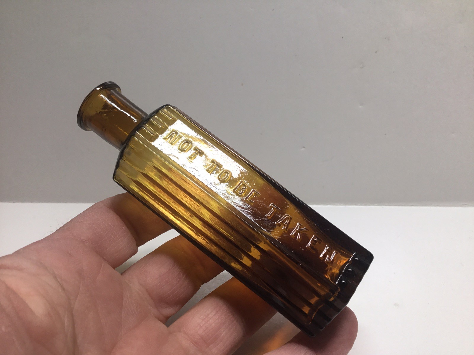 Antique 2 Oz Amber Not To Be Taken Poison Bottle.