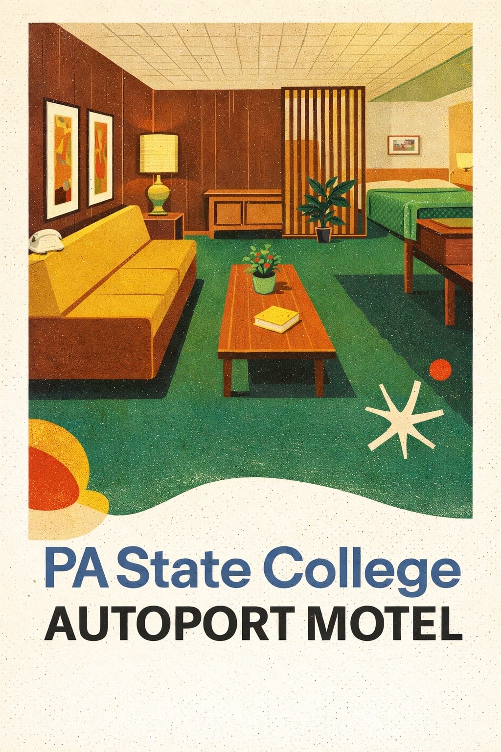 Retro PA State College Autoport Motel Poster 🌟 - 16x24” Hi-Res💎 Print -
