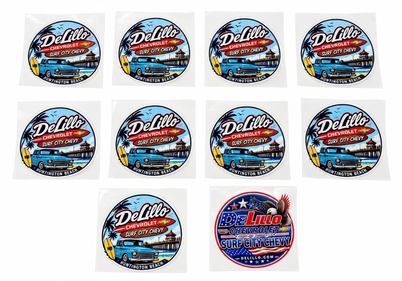 DeLillo Chevrolet Surf City Chevy Huntington Beach Stickers Lot of 10 – 2 Design