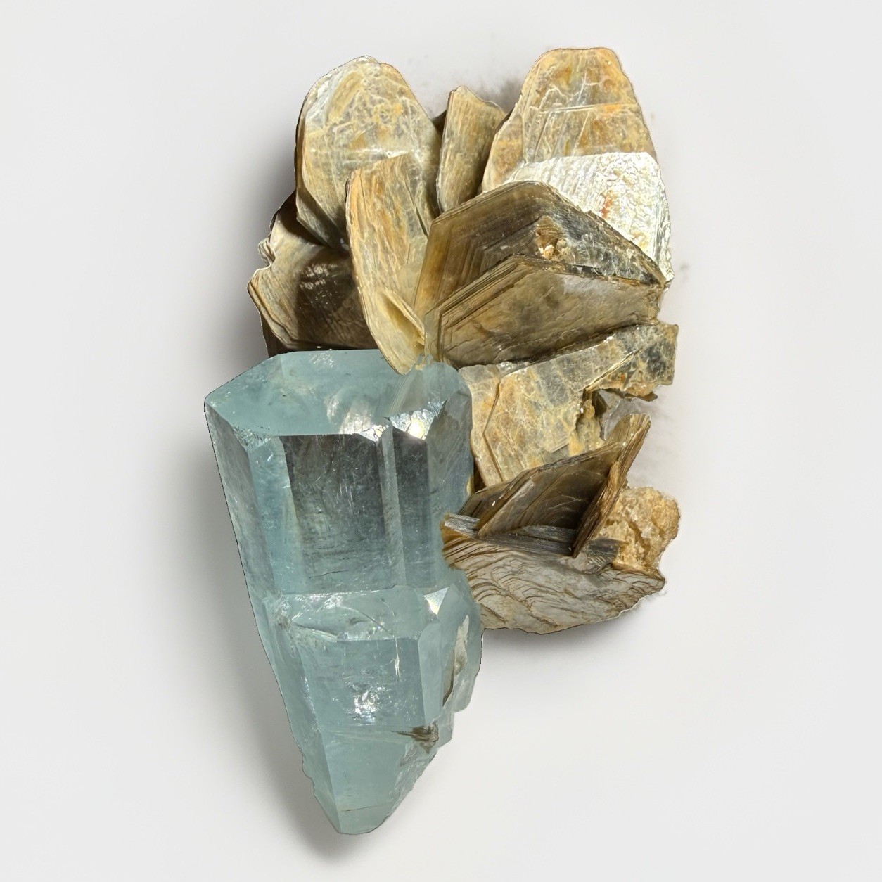 Rare Museum Quality Raw Aquamarine On Mica Crystal Matrix Rough Cluster Specimen