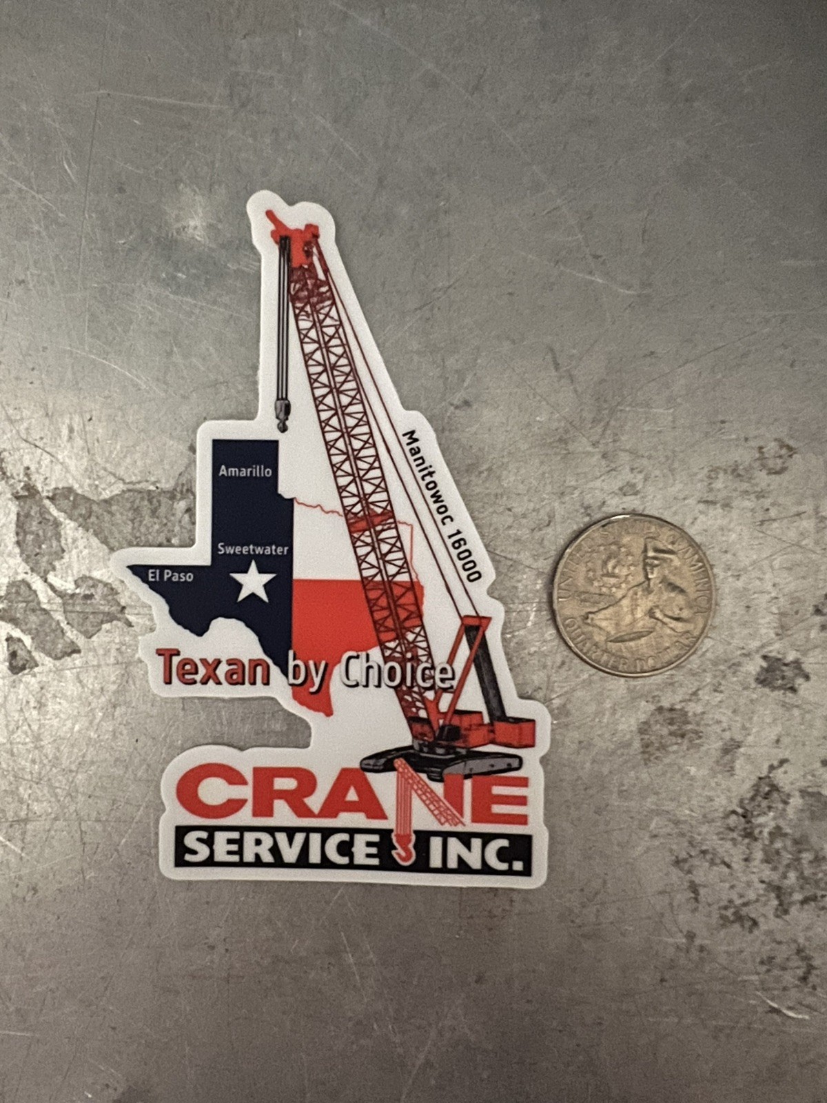 Crane Service Inc. Texan by Choice Hardhat Large decal 2.5” x 4” 