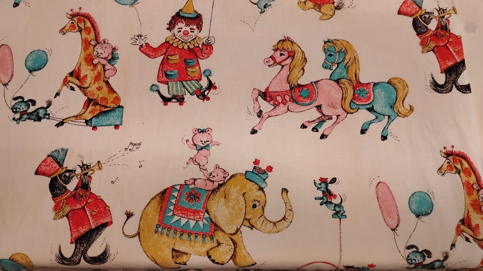 Rare J. Manes Vintage Baby Fabric 1960s Circus Animals Cotton Linen 2 Yds Rare J. Manes Vintage Baby Fabric 1960s Circus Animals Cotton Linen 2 Yds