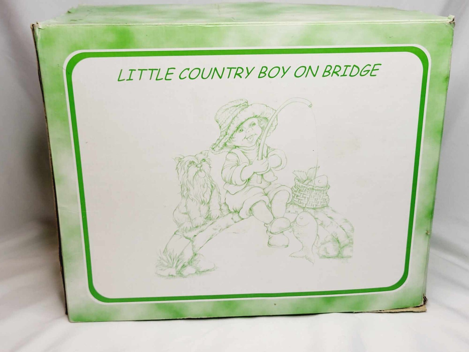 Vintage Trippie's Inc Ceramic Statue Little Country Boy On Bridge #DA8598