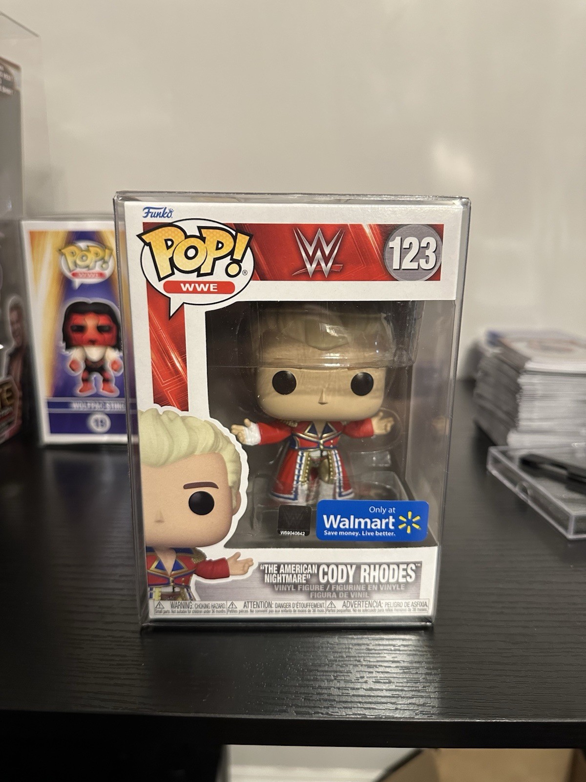WWE Cody Rhodes Walmart Exclusive Funko Pop #123 + Funko Pop Protector