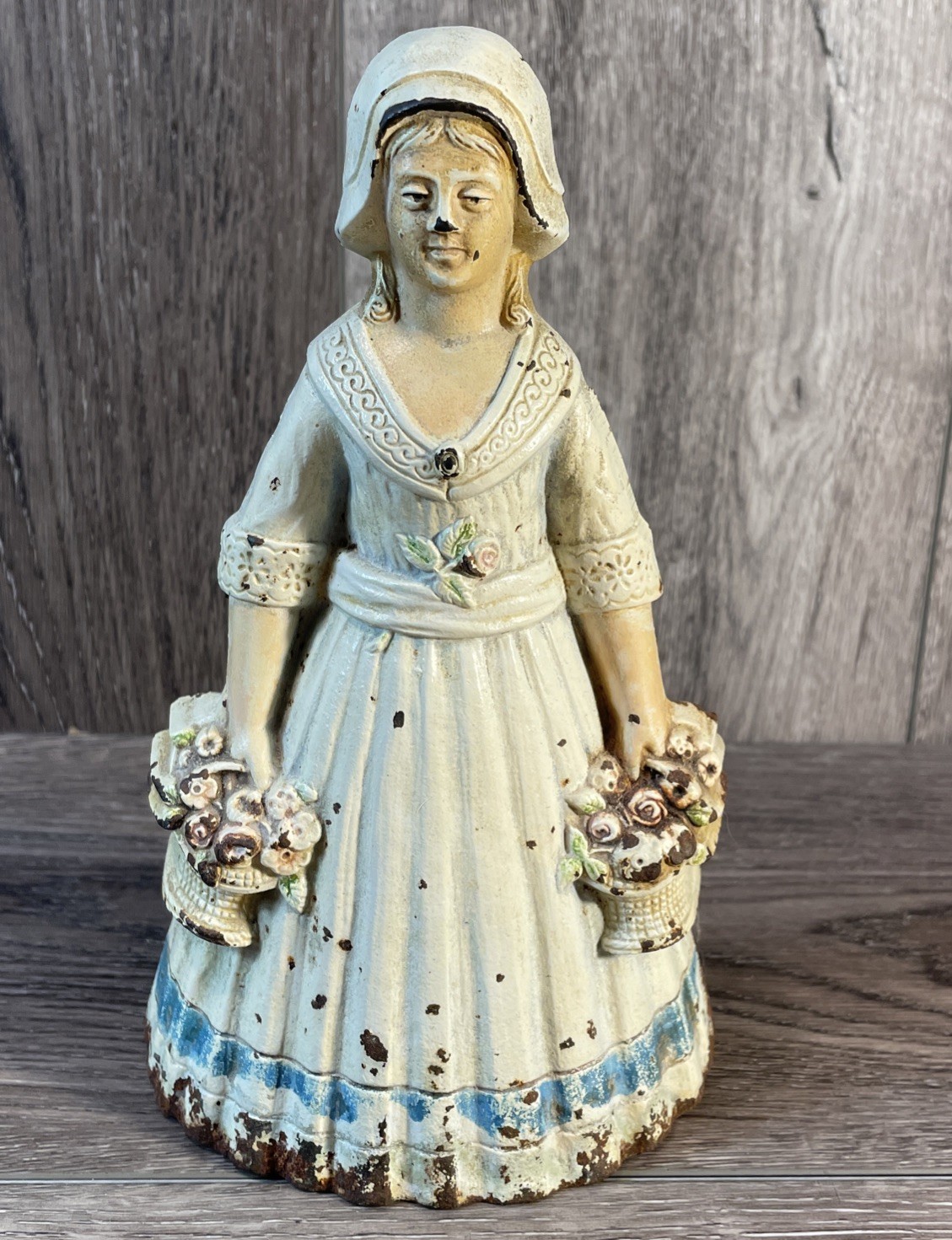 ANTIQUE C.J.O. JUDD CAST IRON LADY GARDEN COUNTRY BASKET FLOWERS HOME DOORSTOP ANTIQUE C.J.O. JUDD CAST IRON LADY GARDEN COUNTRY BASKET FLOWERS HOME DOORSTOP