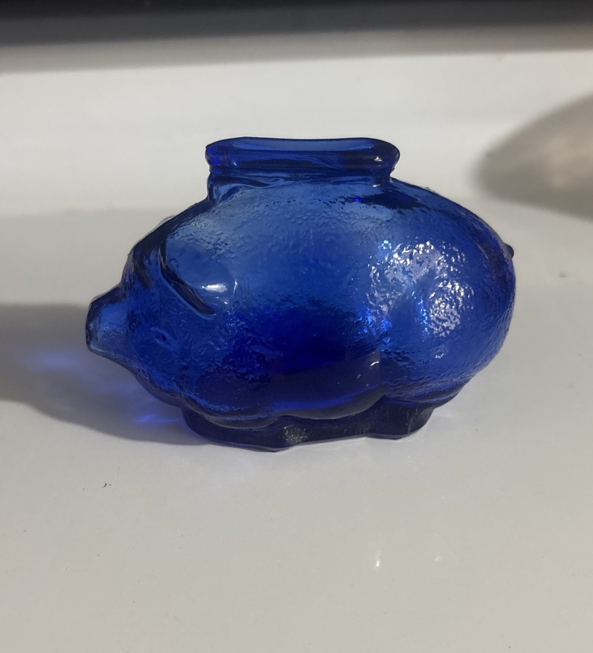 Vintage Cobalt Blue Textured Glass Piggy Bank Vintage Cobalt Blue Textured Glass Piggy Bank