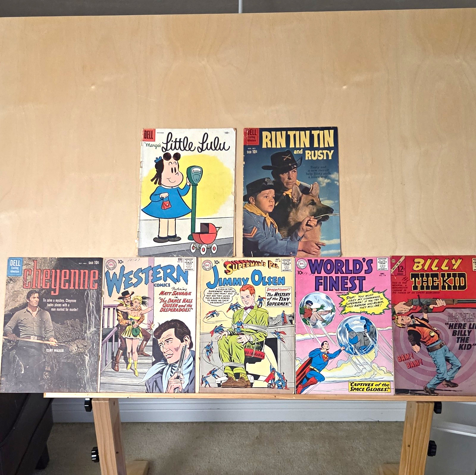 Vintage Comic Book 7 Lot Mixed DC Dell Charlton 55-60, Superman Batman Westerns