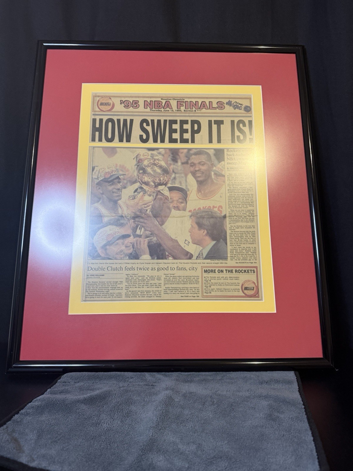 Houston Chronicle 1995 NBA Finals Framed Newspaper Houston Rockets
