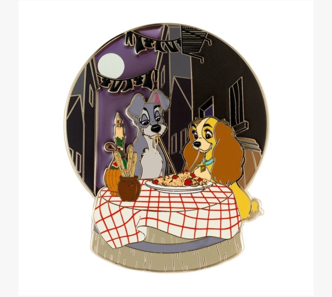 Disney Palm Lady and the Tramp Bella Notte Jumbo Collectible Pin LE 500 Sold Out