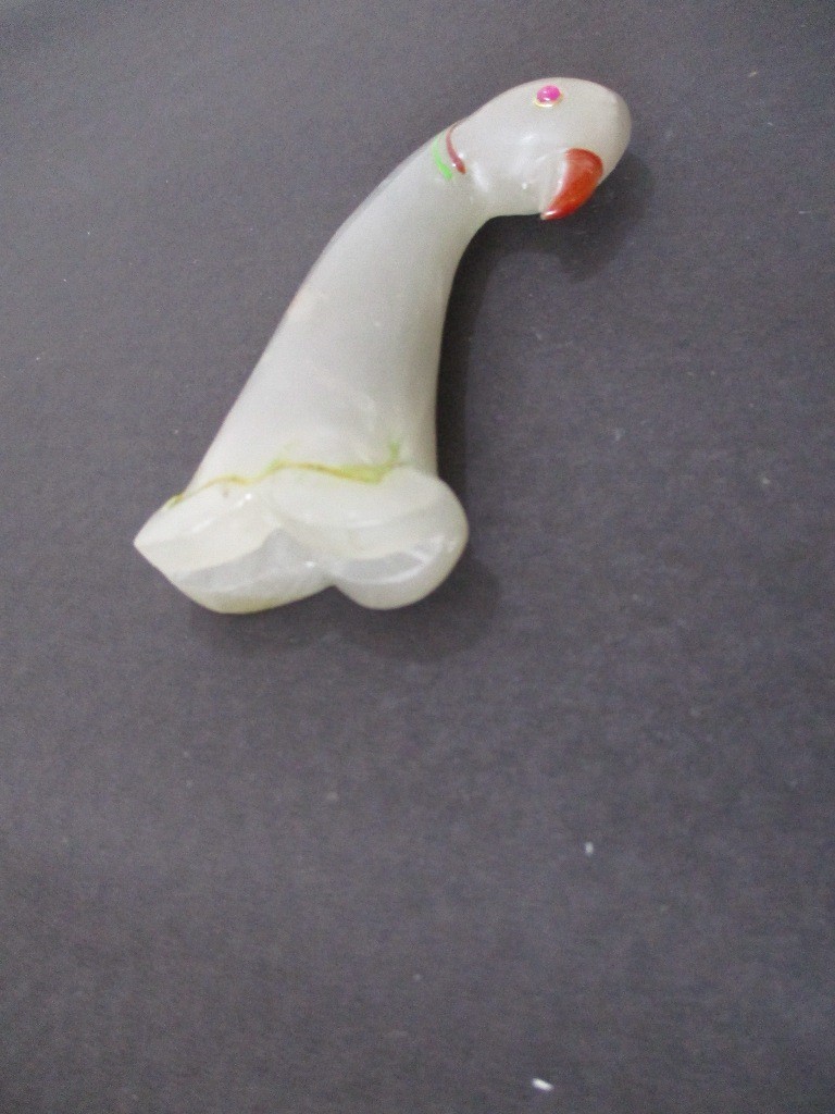 ANTIQUE JADE KNIFE DAGGER HILT HANDLE BIRD SHAPE .