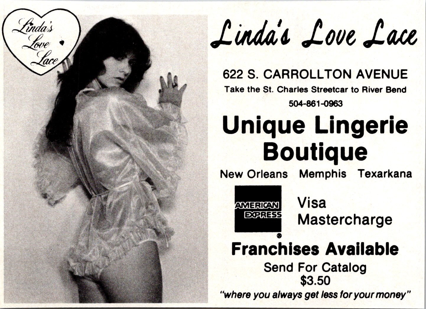 Linda\'s Love Lace Unique Lingerie Boutique 1981 New Orleans Ad TAK4-M7