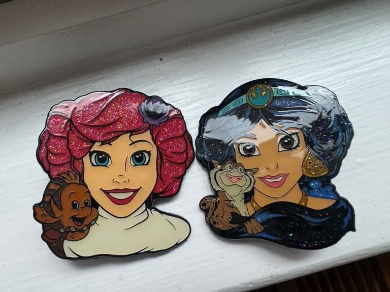 Rebel Arts Galactic Disney Princess two pins Ariel Jasmine beautiful (no backs)