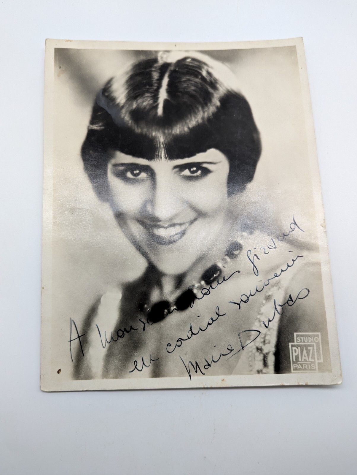 autograph, dedication on photo, Marie Dubas (1894-1972), Photo Studio Piaz Paris autograph, dedication on photo, Marie Dubas (1894-1972), Photo Studio Piaz Paris