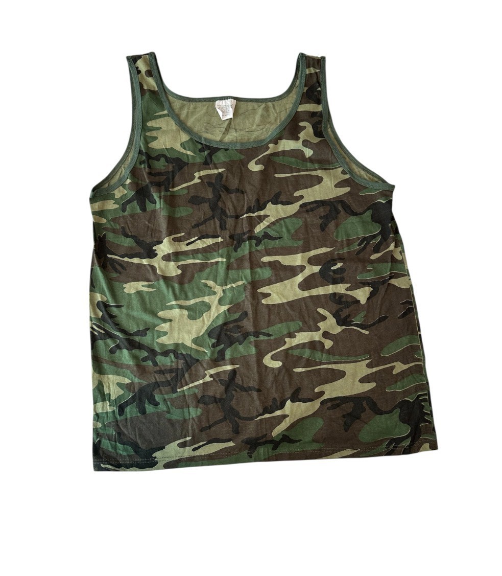 Military Issue BDU Camo 50/50 Tank Top Mens Size LARGE Made in USA Military Issue BDU Camo 50/50 Tank Top Mens Size LARGE Made in USA