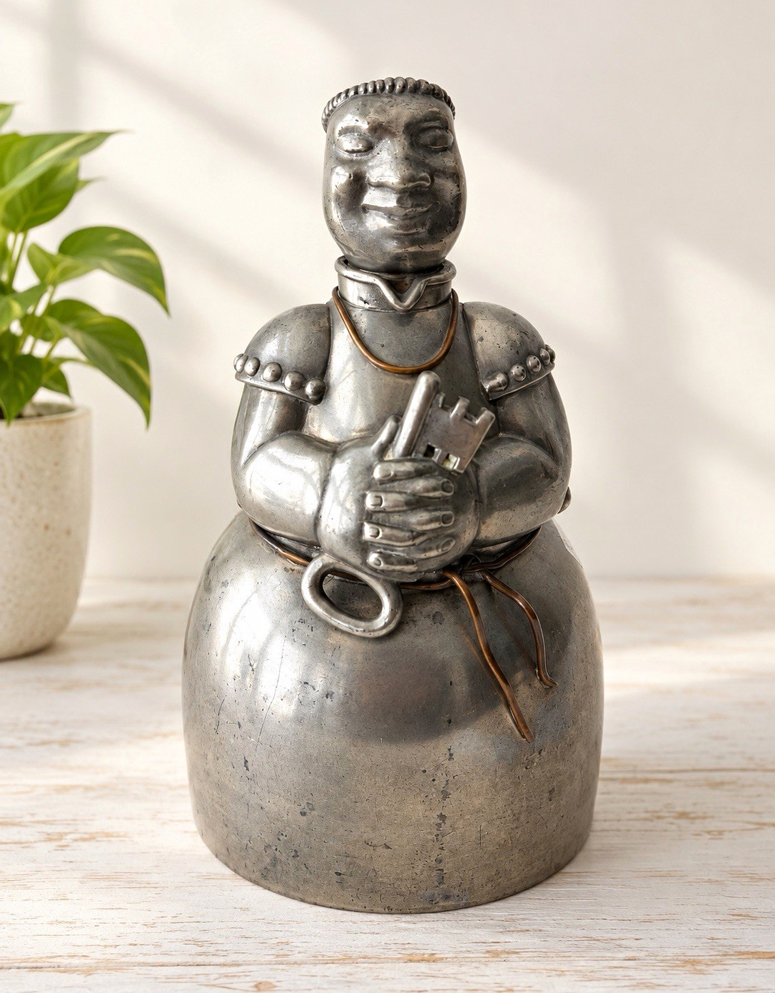1935 Carl-Einar Borgström Ystad-Tenn Swedish Pewter Figural Decanter Flask CEB