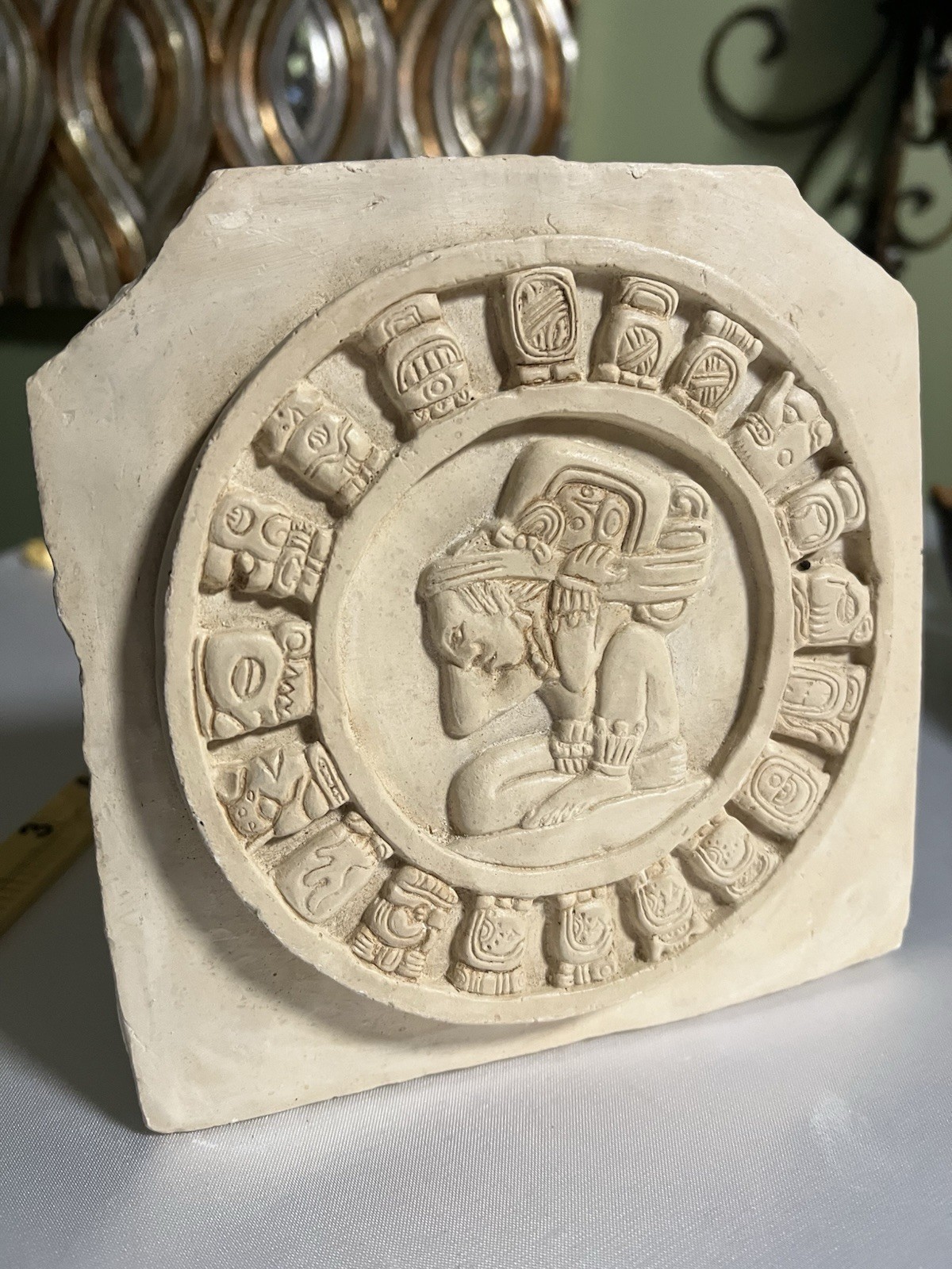 Vintage Mayan Calendar Carrier of Time Plaque Renato Dorfman Style Plaster Art Vintage Mayan Calendar Carrier of Time Plaque Renato Dorfman Style Plaster Art