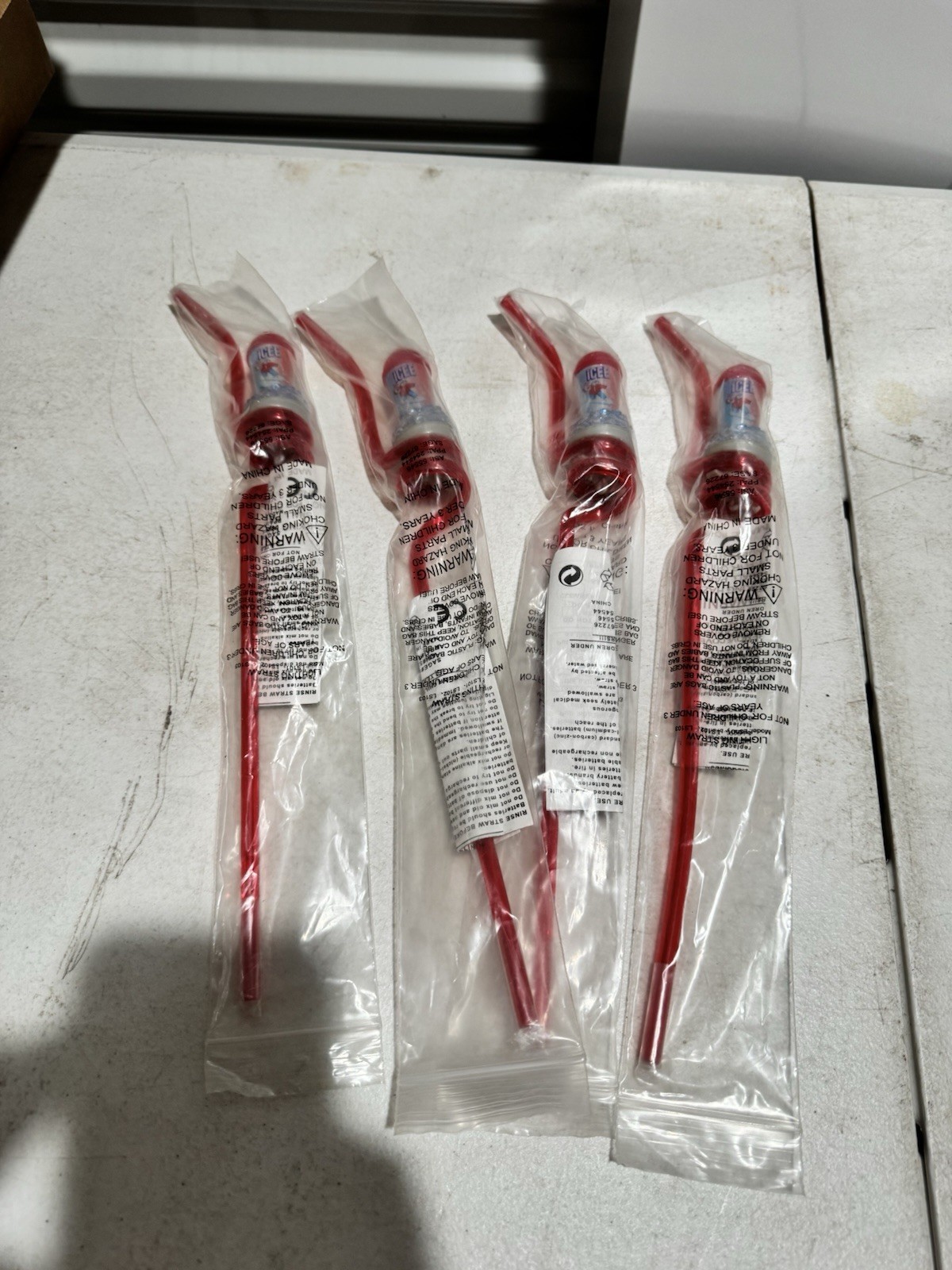 Four ICEE sip 'n see Vintage Straws Too Cool Polar Bear approx 14
