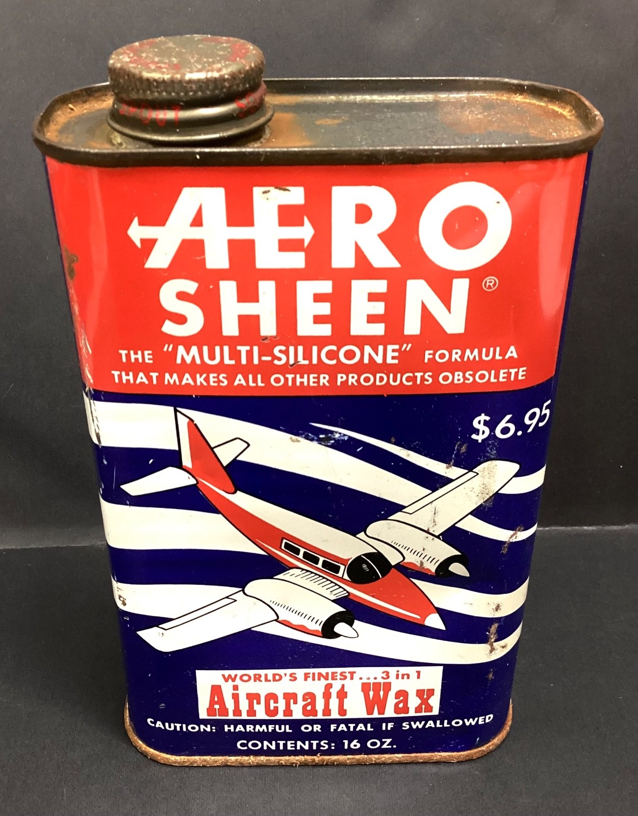 Vintage AERO SHEEN Multi-Silicone Aircraft Wax 16oz. Can