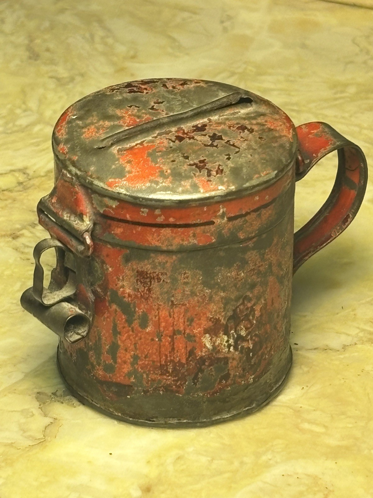 Rare WW2 Era- Red Cross? Charity Donation Collection Tin Cup Germany? European?