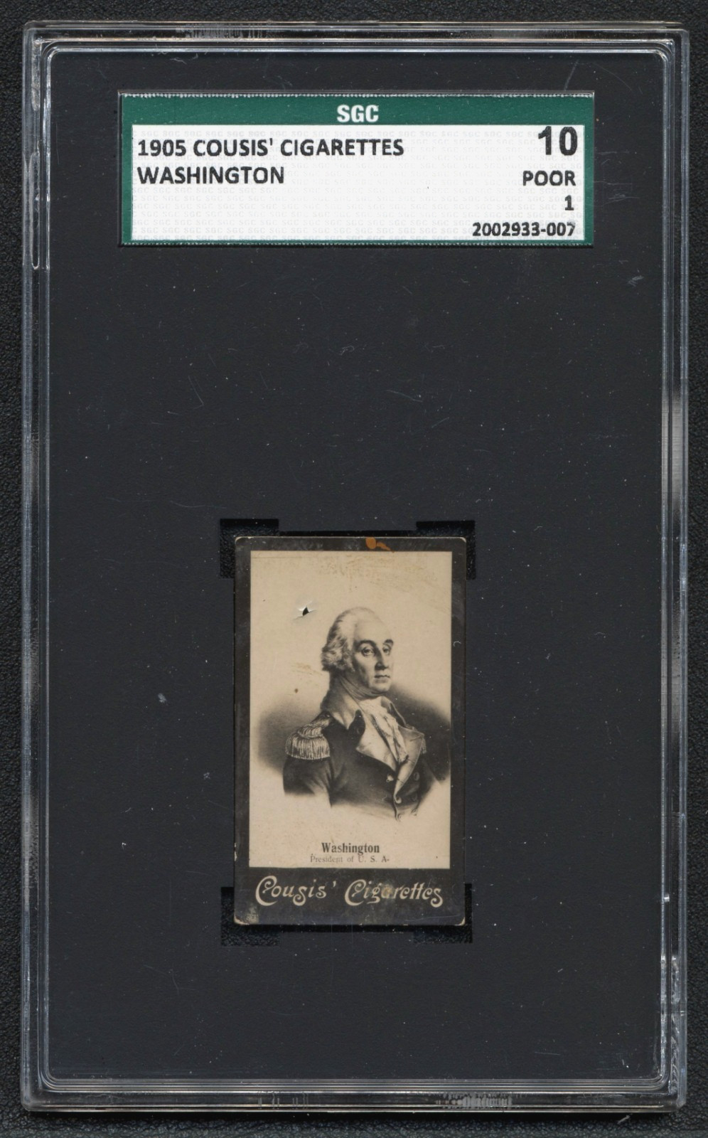George Washington 1905 Cousis' Cigarettes Tobacco Card Presidents Vintage Graded George Washington 1905 Cousis' Cigarettes Tobacco Card Presidents Vintage Graded
