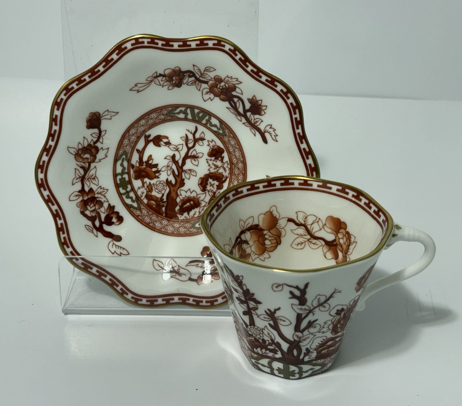 6 Coalport England Indian Tree Coral Cup & Saucer Set MINT