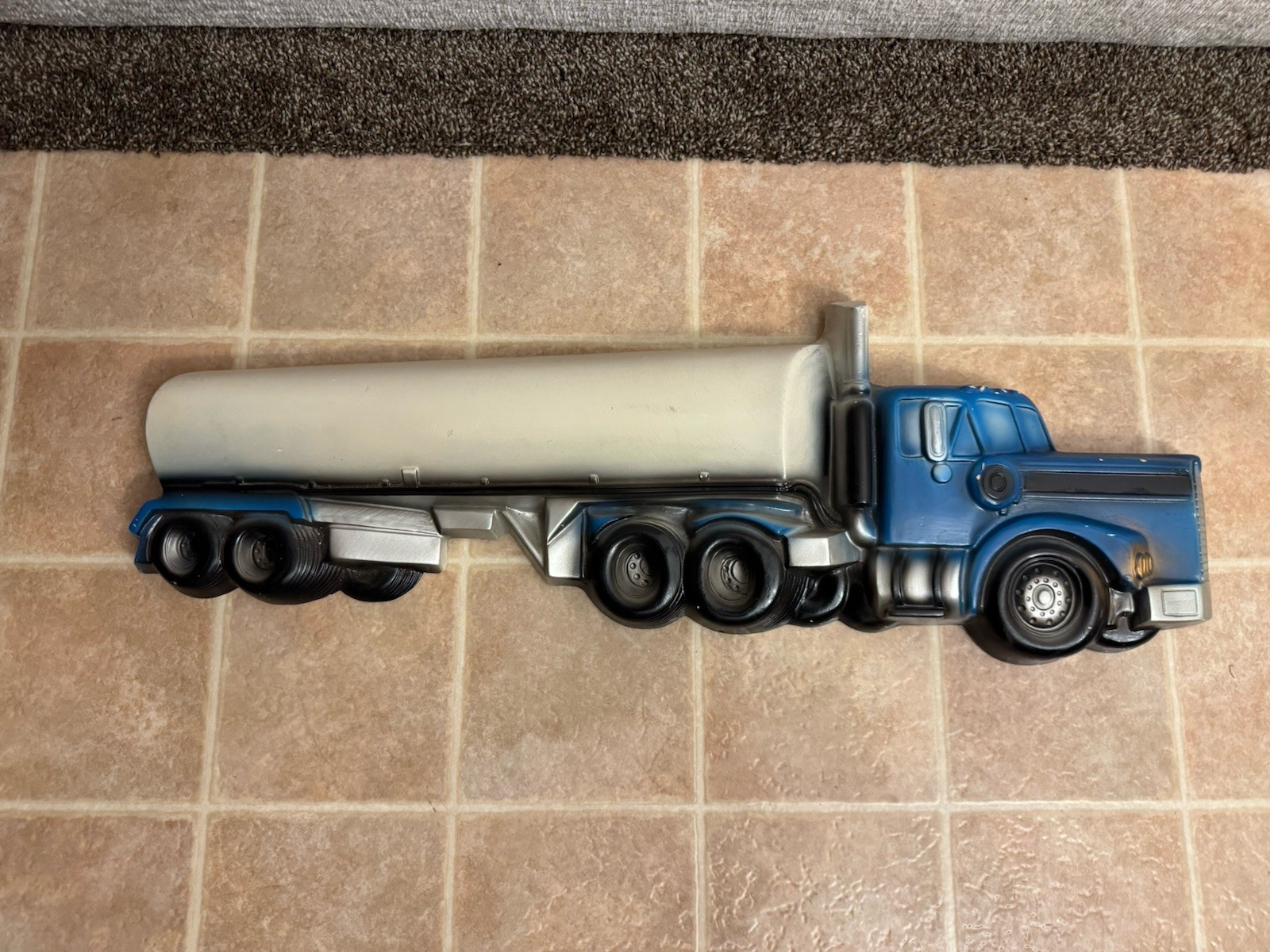 Vintage Chalkware Wall Hanging Tractor Trailer Tanker