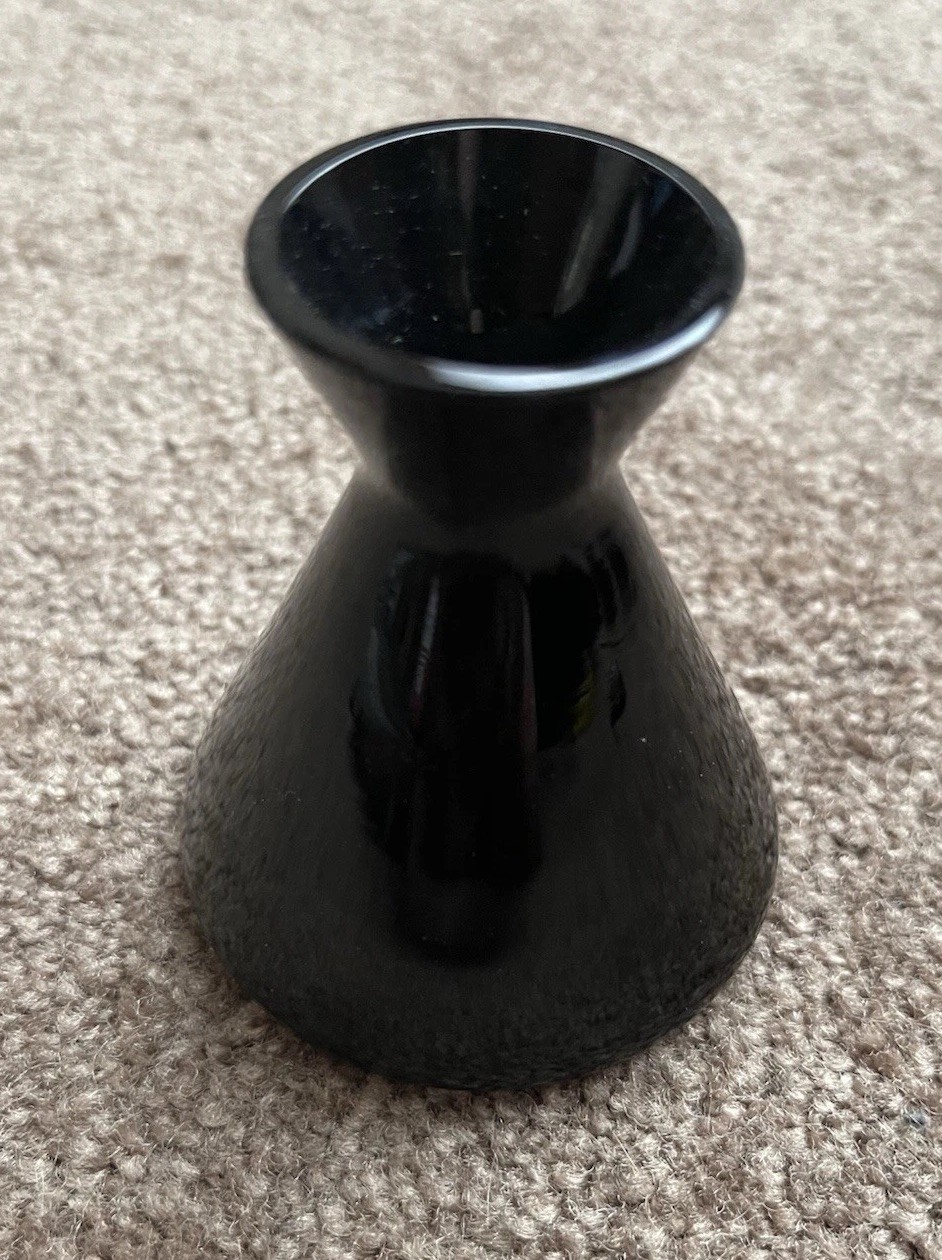 Vintage MIKASA Petite Ebony Series Black Glossy Miniature Vase Round 3 in tall
