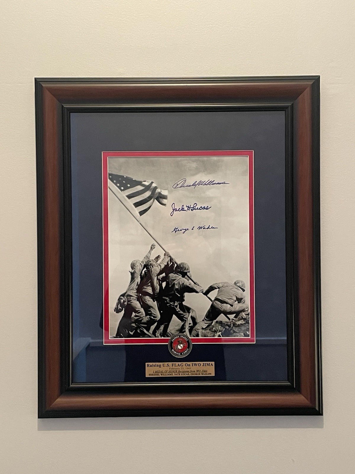 World War II Framed Medal Of Honor Iwo Jima Heroes Signed Photo