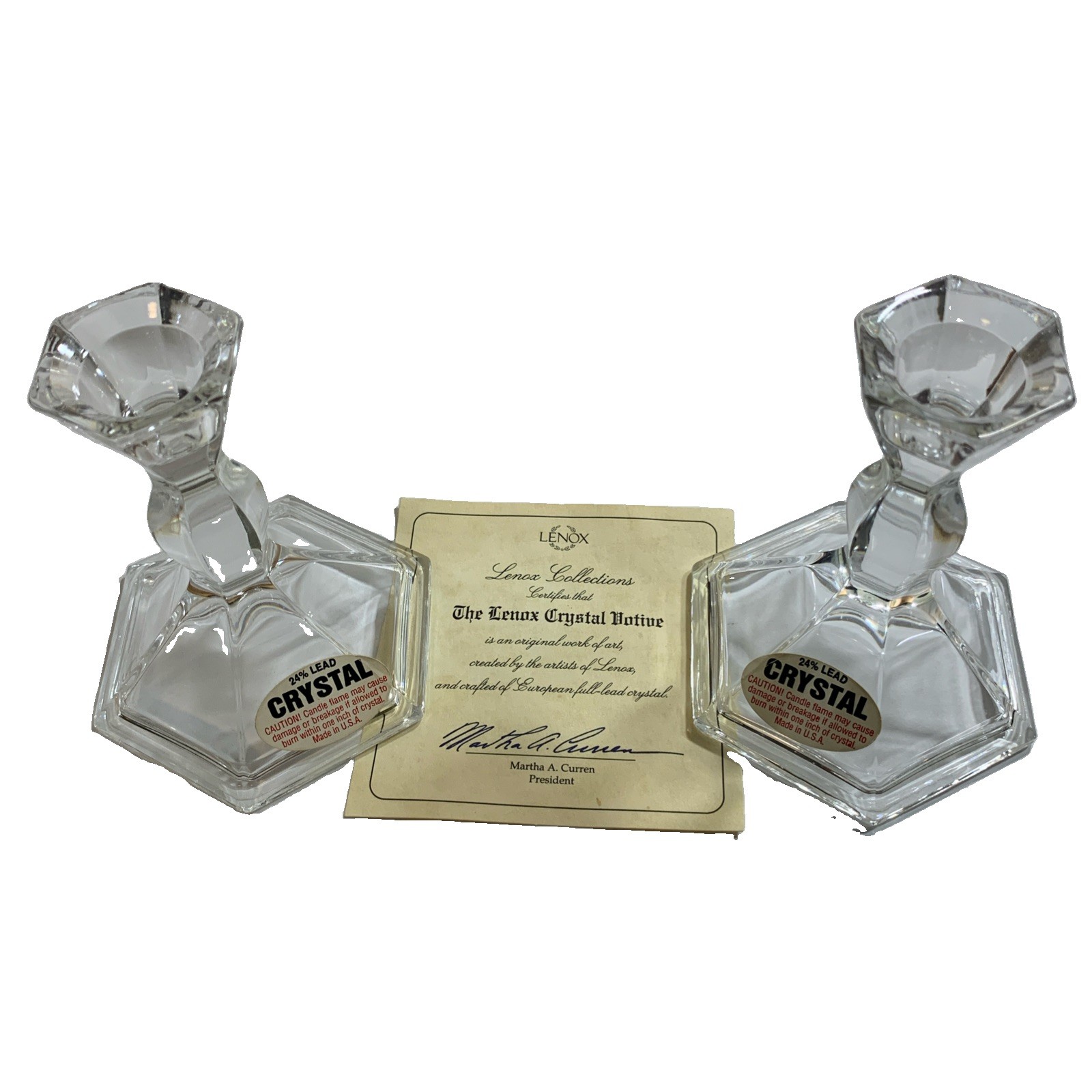 Hexagonal Lead Crystal CANDLESTICKS HOLDERS 4\
