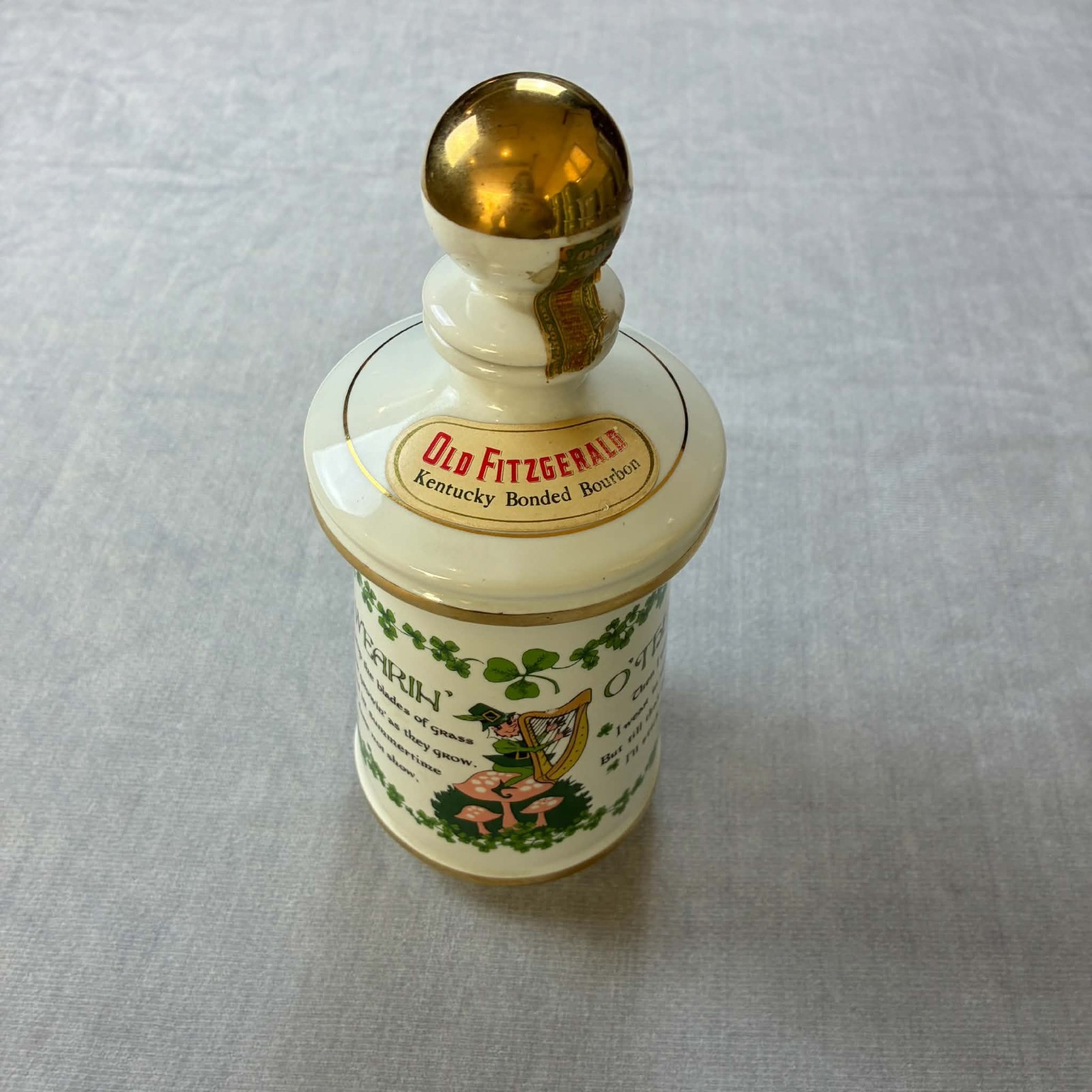 1968 Old Fitzgerald Leprechaun Bourbon Decanter Stitzel Weller Porcelain Empty 1968 Old Fitzgerald Leprechaun Bourbon Decanter Stitzel Weller Porcelain Empty