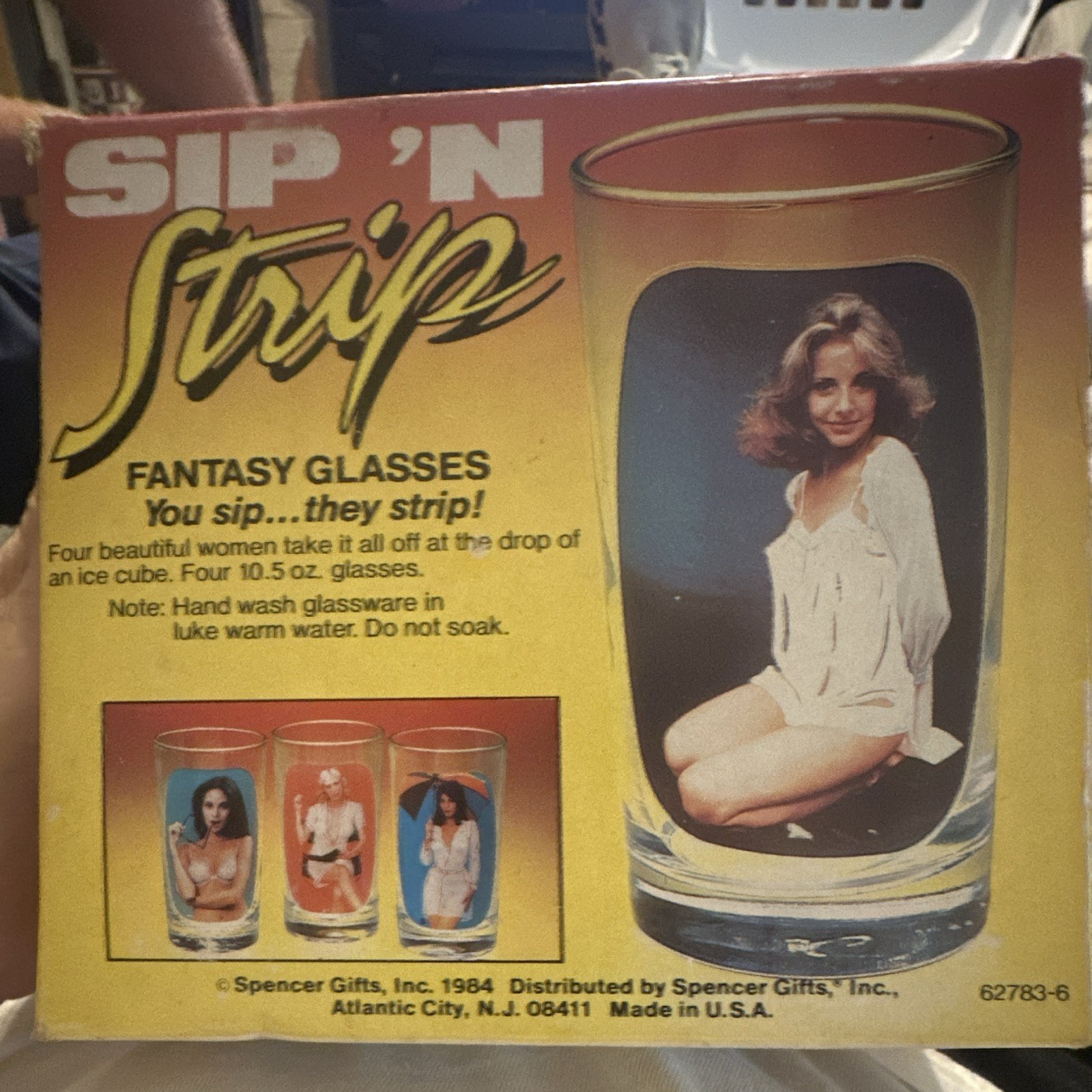 Spencer 1984 Vintage Sip N Strip Fantasy Drinking Glasses USA