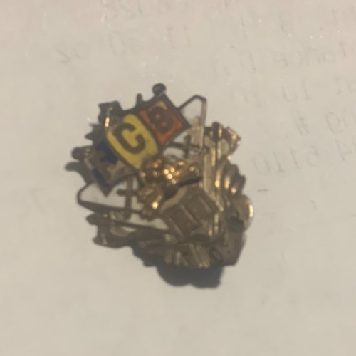 Antique Knights of Pythias FCB Enamel Lapel Pin Rose Gold Filled GF C-Clasp