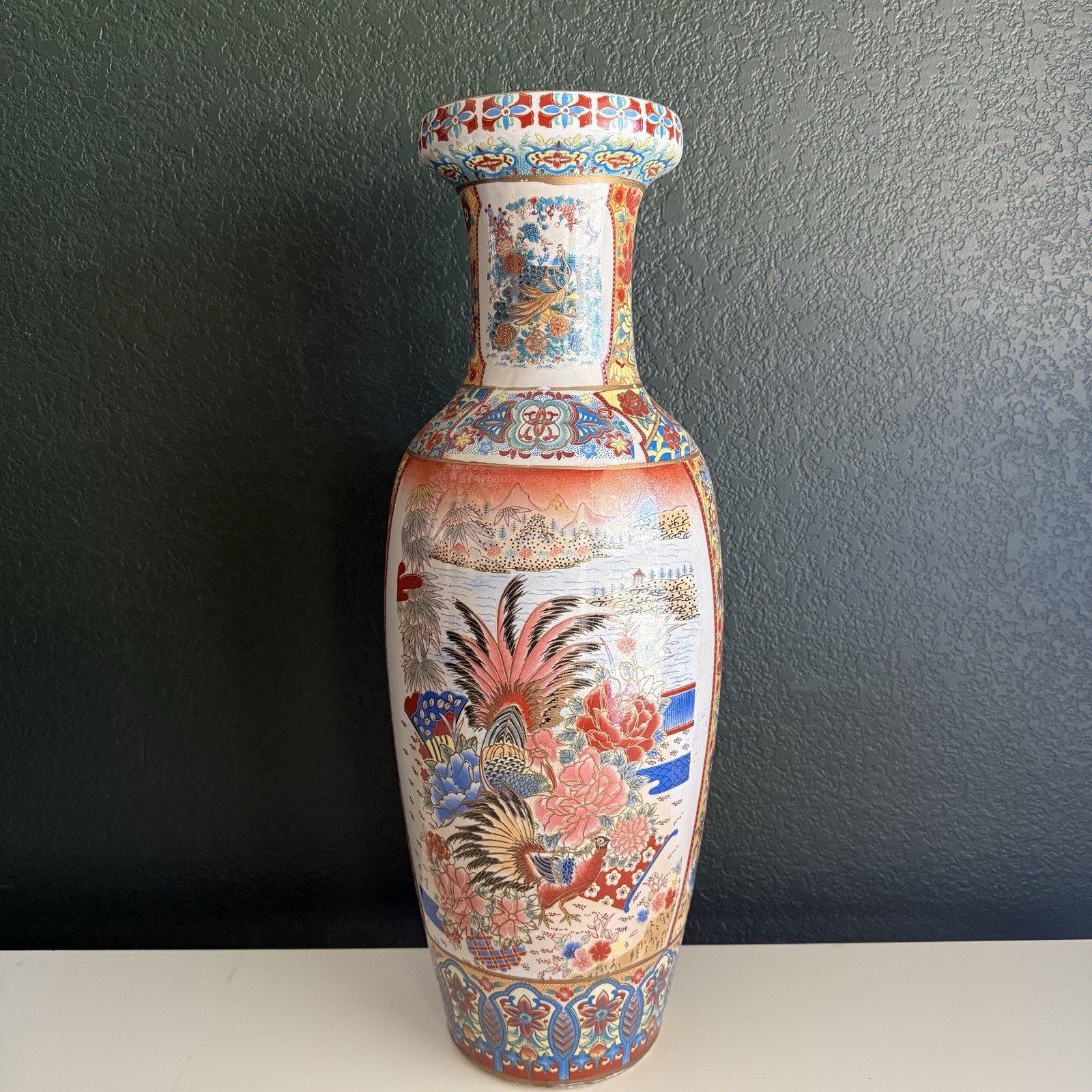 Vintage Chinese Porcelain Vase hand painted 23 inch Vintage Chinese Porcelain Vase hand painted 23 inch