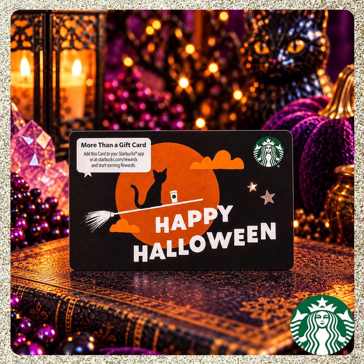 🌙🎃 2026 Starbucks Halloween Black Cat Gift Card | Foil Stars | Mag Stripe $0