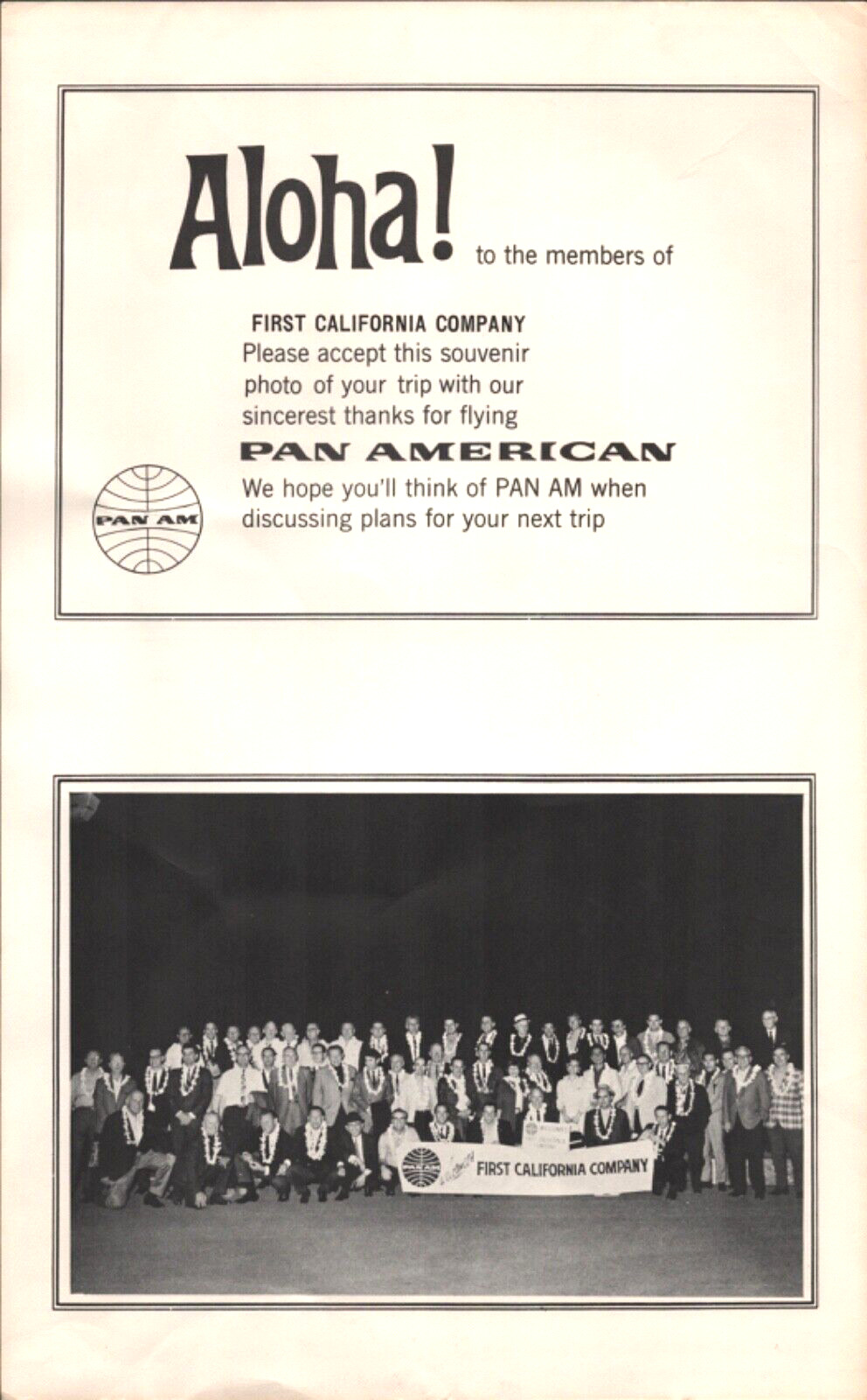 1950s PAN AM / PAN AMERICAN AIRWAYS vintage souvenir photo no. 1: WAIKIKI HAWAII