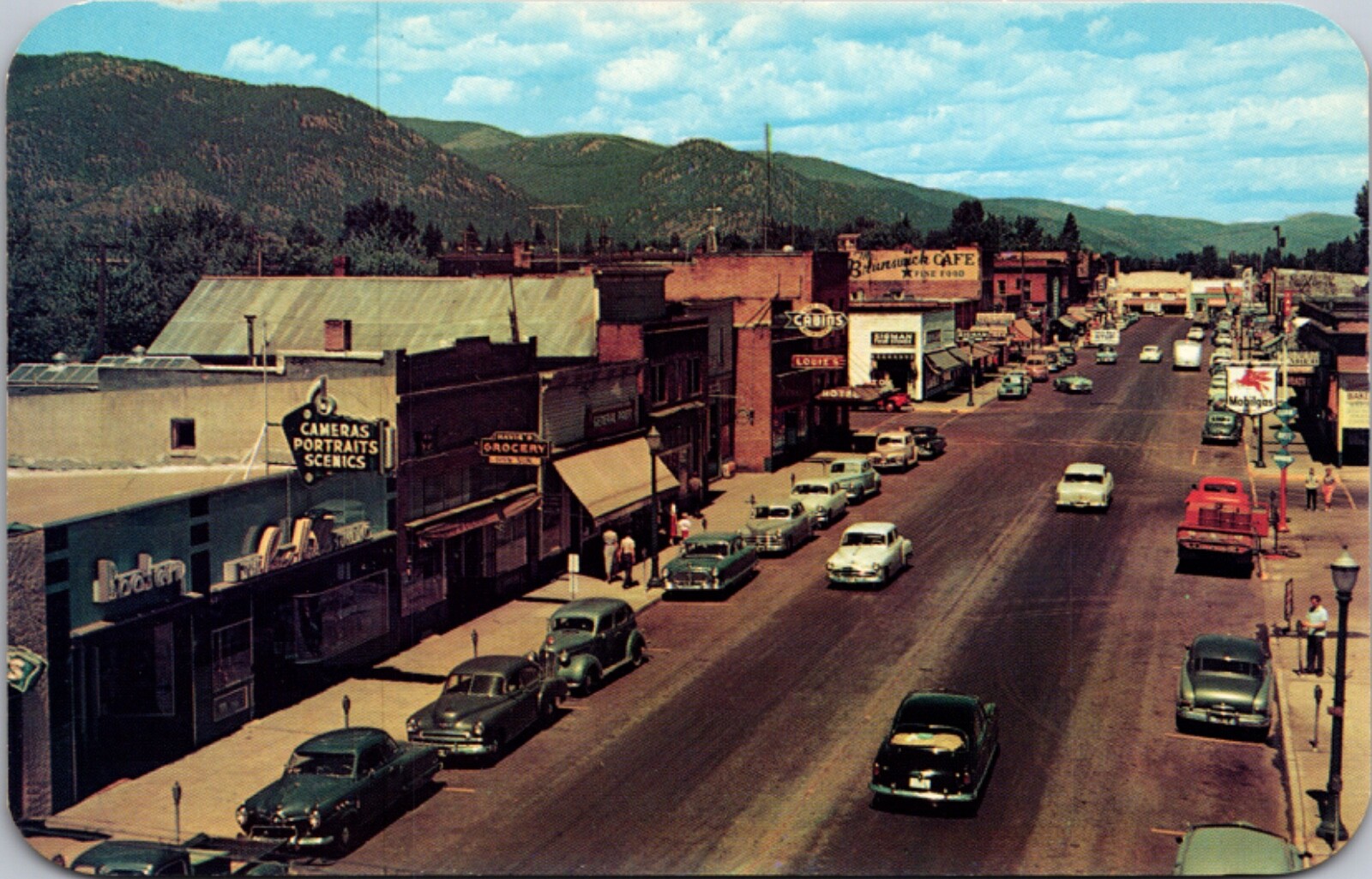 Postcard Overview of First Avenue in Sandpoint, Idaho