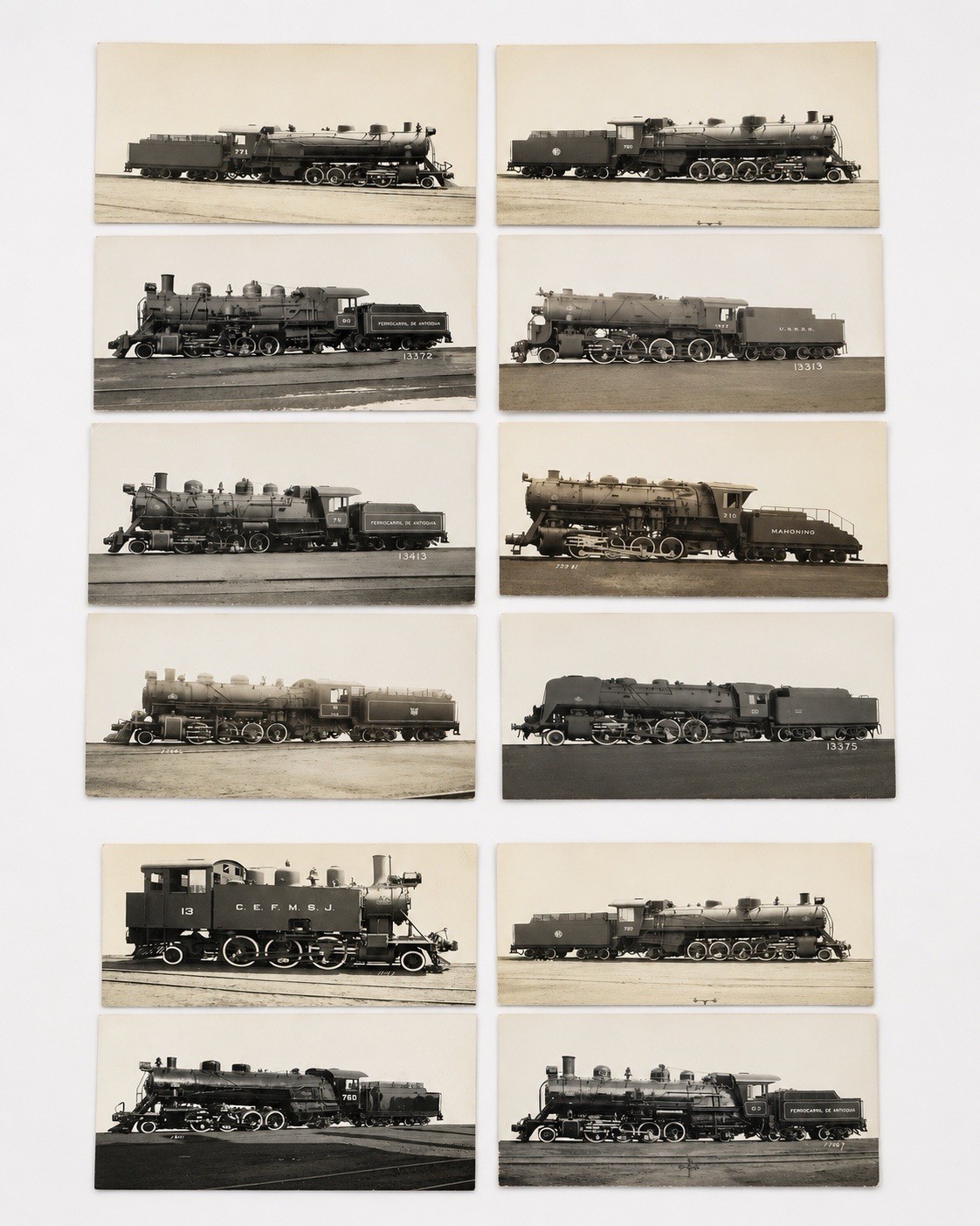 12 Vintage Baldwin Locomotive Builder Photos & Specification Cards