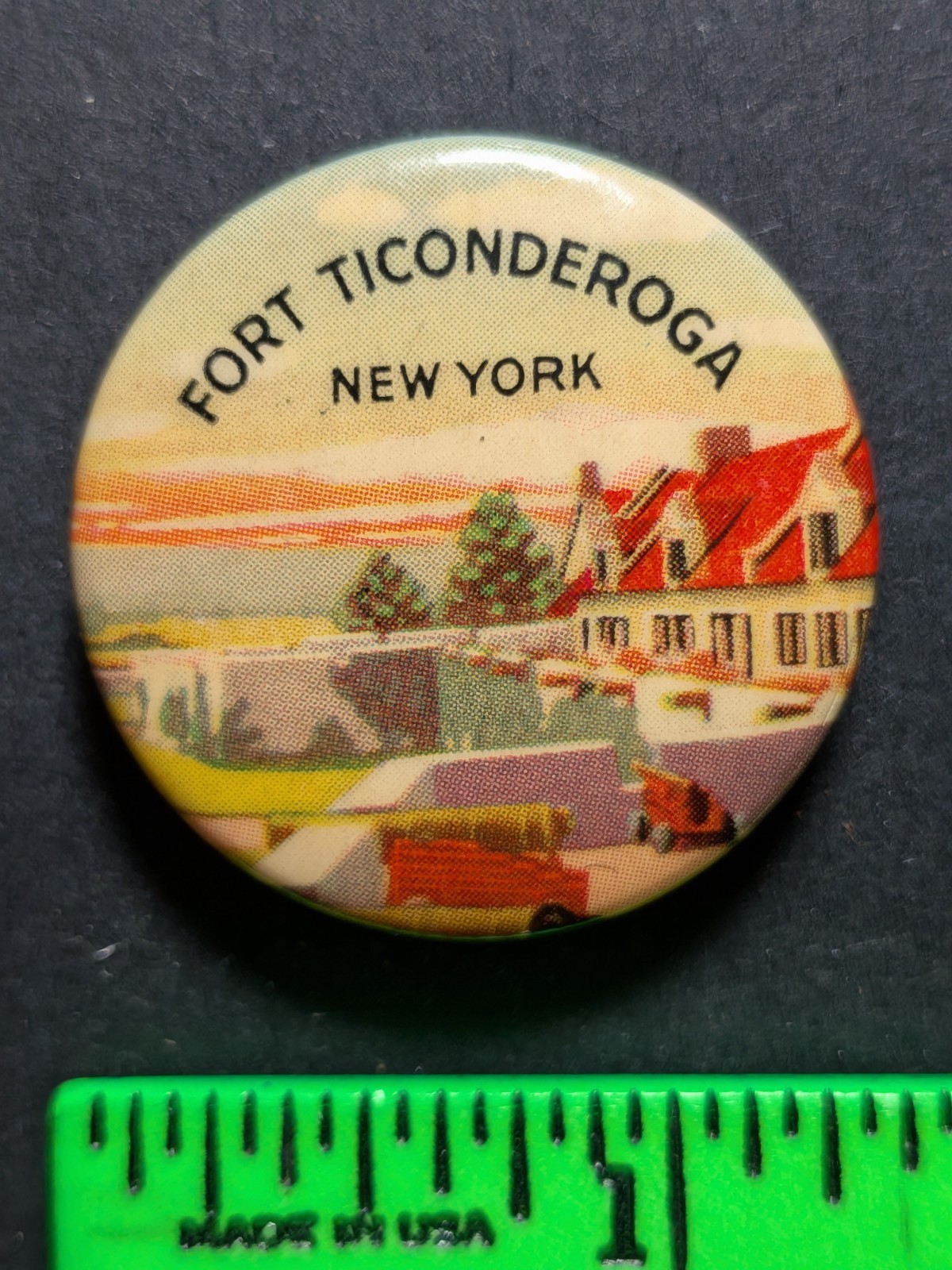 Vintage Fort Ticonderoga New York Pinback Pin Vintage Fort Ticonderoga New York Pinback Pin