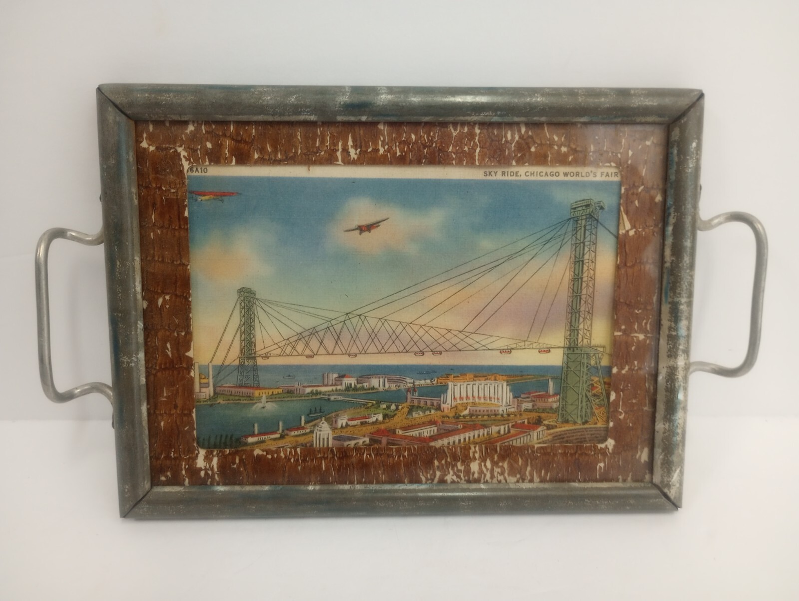 Vintage 1933 Chicago World’s Fair Sky Ride Vintage Postcard and Trinket Tray