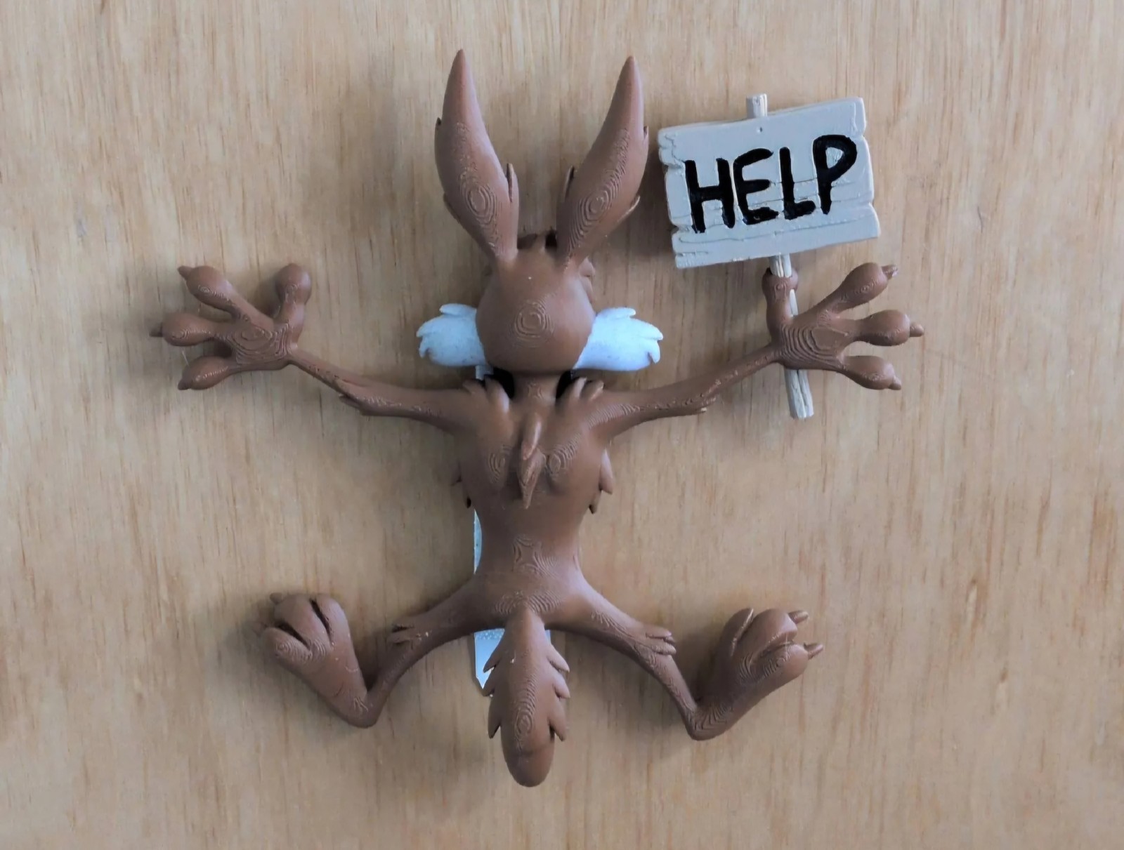 Crushed Wile E Coyote With Help Sign Wall Mount 3D Printed Crushed Wile E Coyote With Help Sign Wall Mount 3D Printed