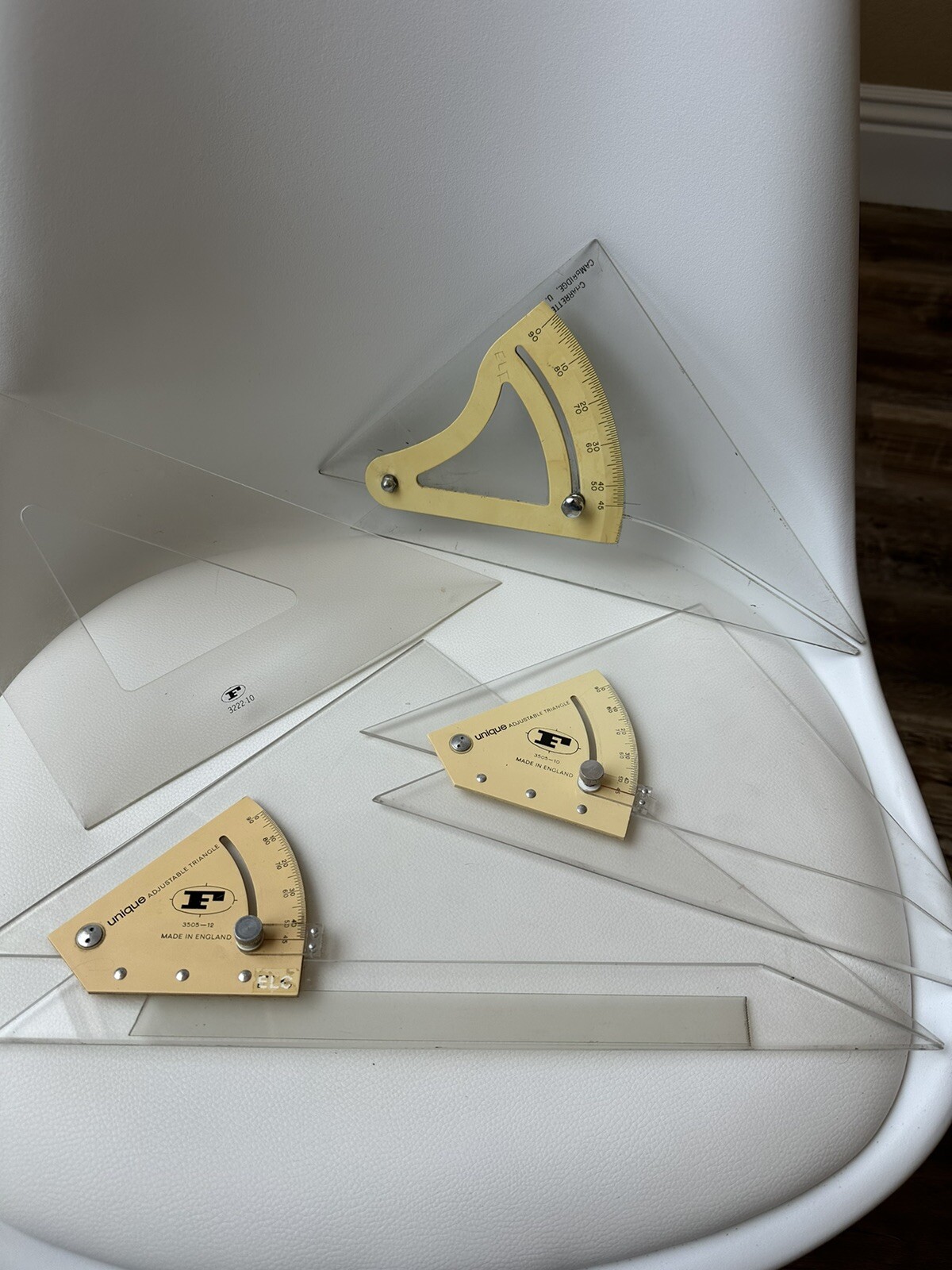 Unique Adjustable Triangles England #3505-12, 3505-10, 3222-10, Charrette Lot 4