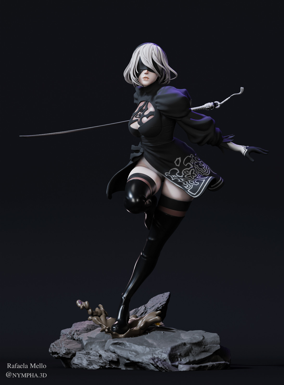 2B Nier Automata  1/4 Scale Resin Figure  Nympha3D  14-Piece Display Kit